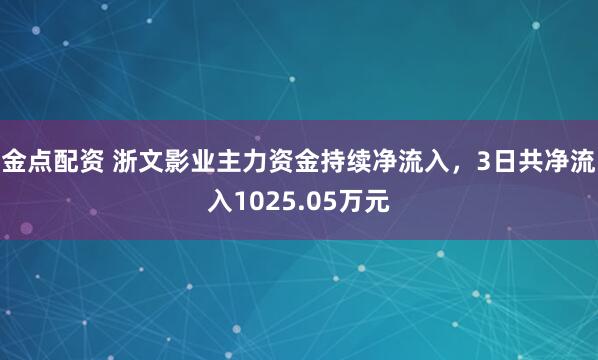 金点配资 浙文影业主力资金持续净流入，3日共净流入1025.05万元